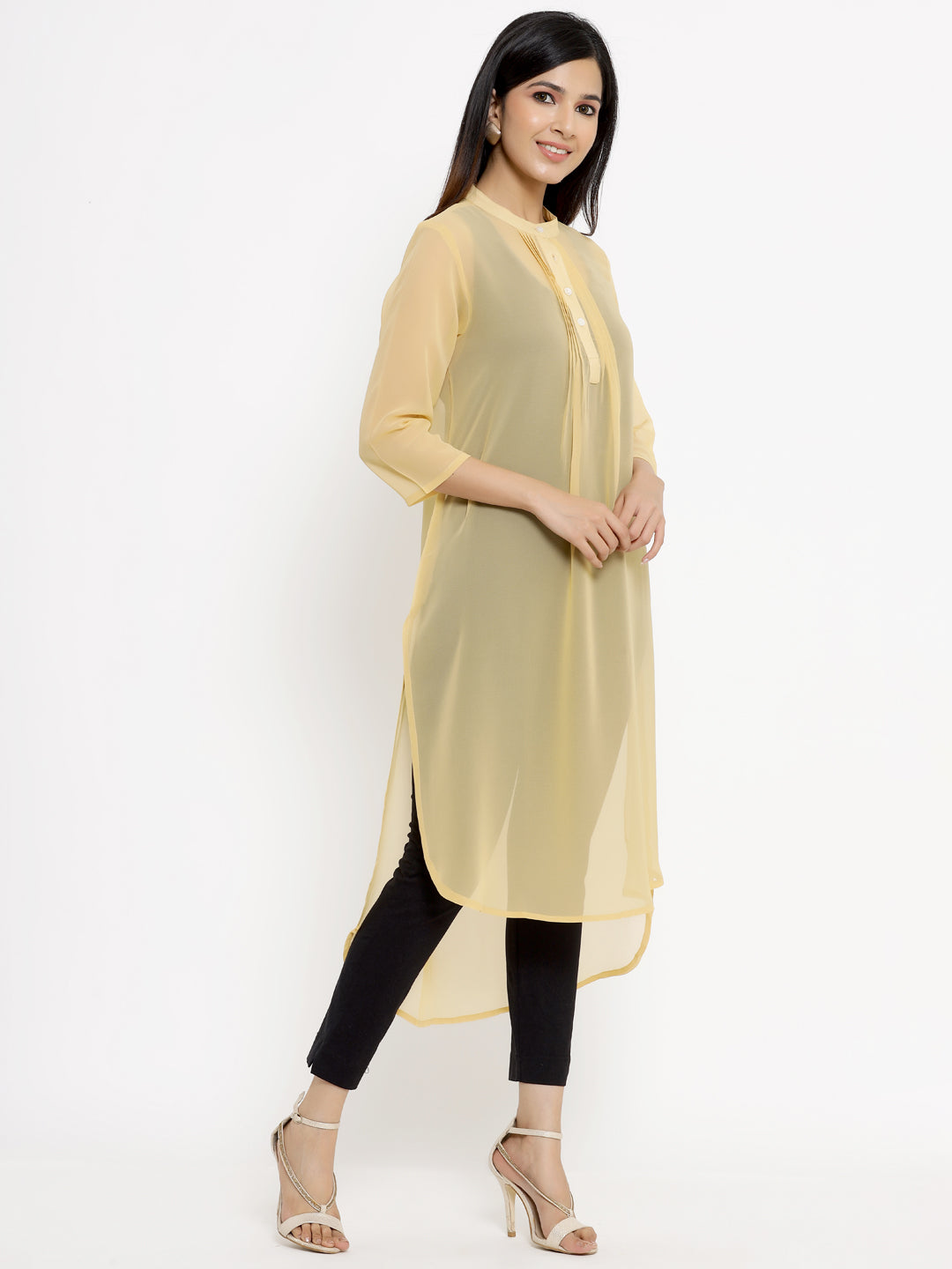 Beige Georgette Assymetric Tunic