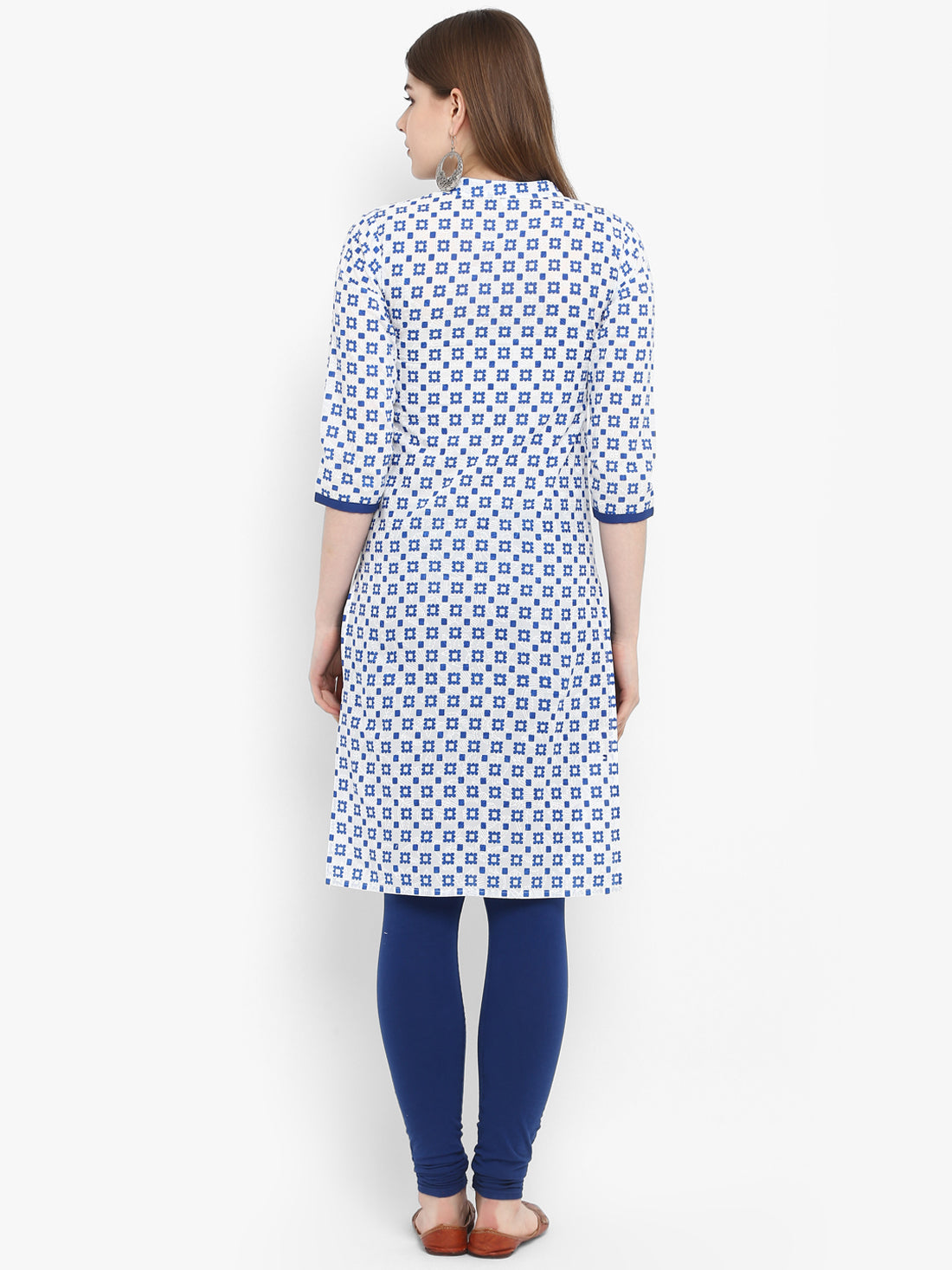 Blue Geometric Printed Cotton Kurta