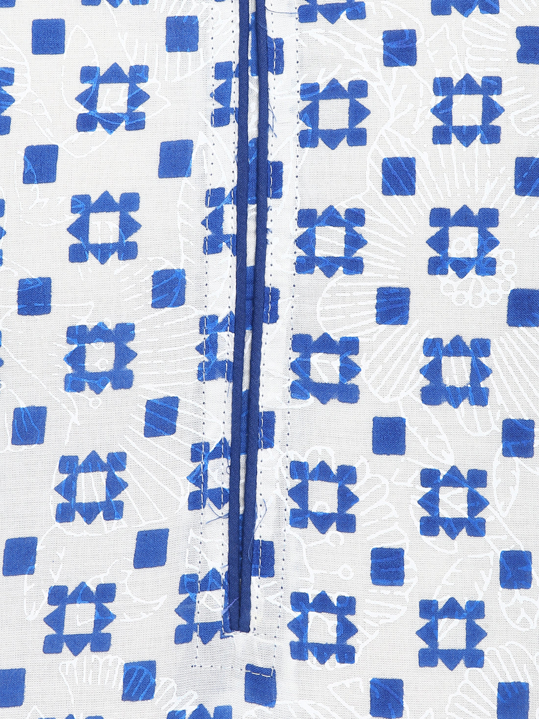 Blue Geometric Printed Cotton Kurta