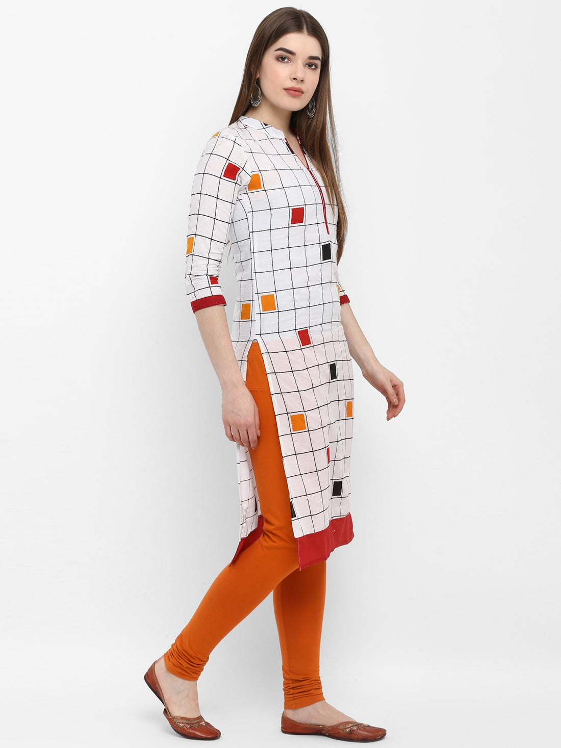 White Geometric Print Kurta