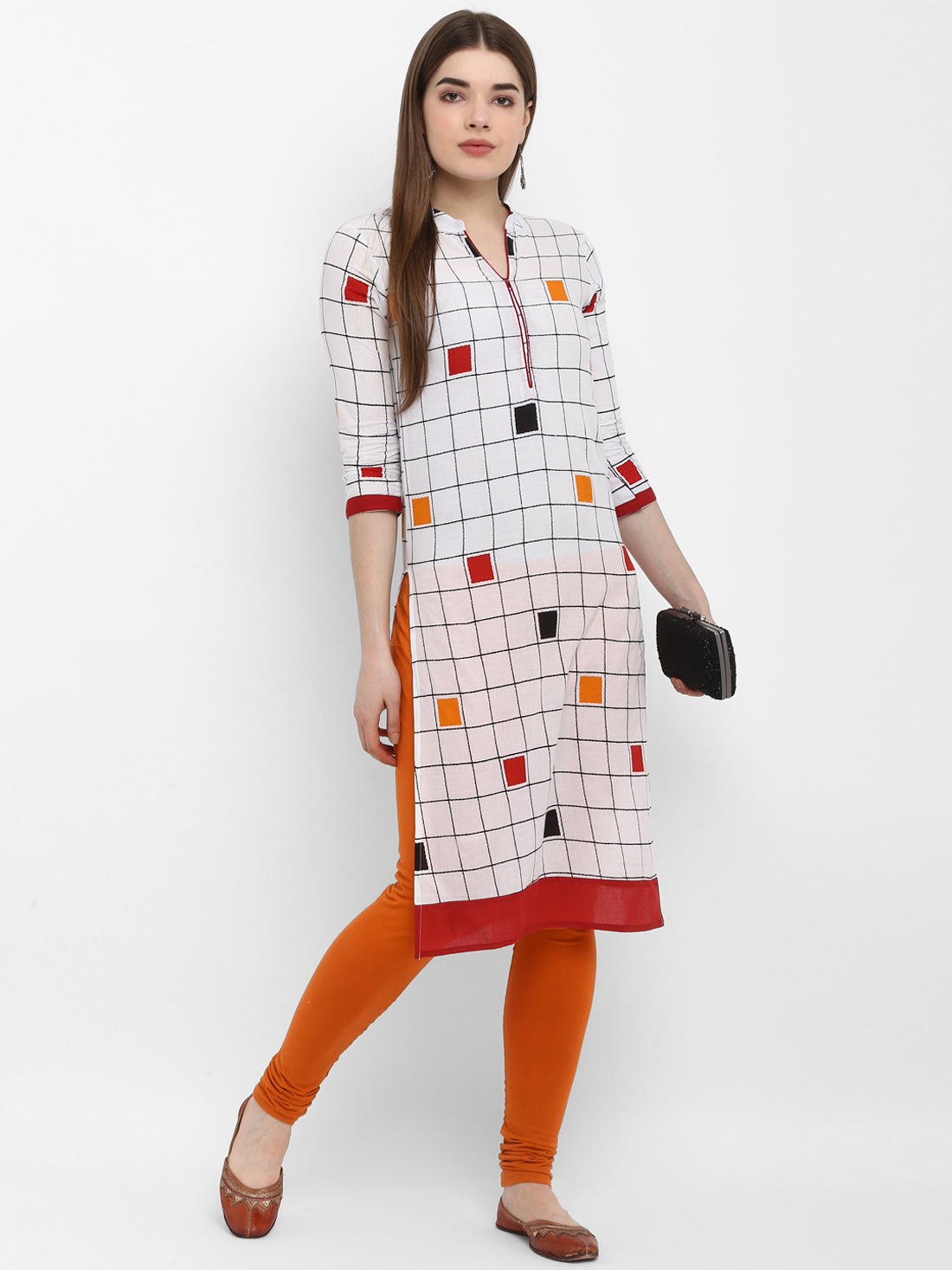 White Geometric Print Kurta