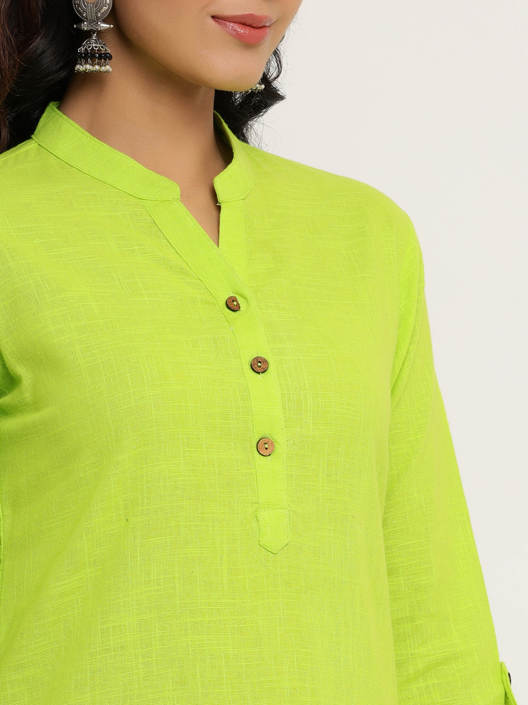 Lime Green Khadi Cotton Tunic