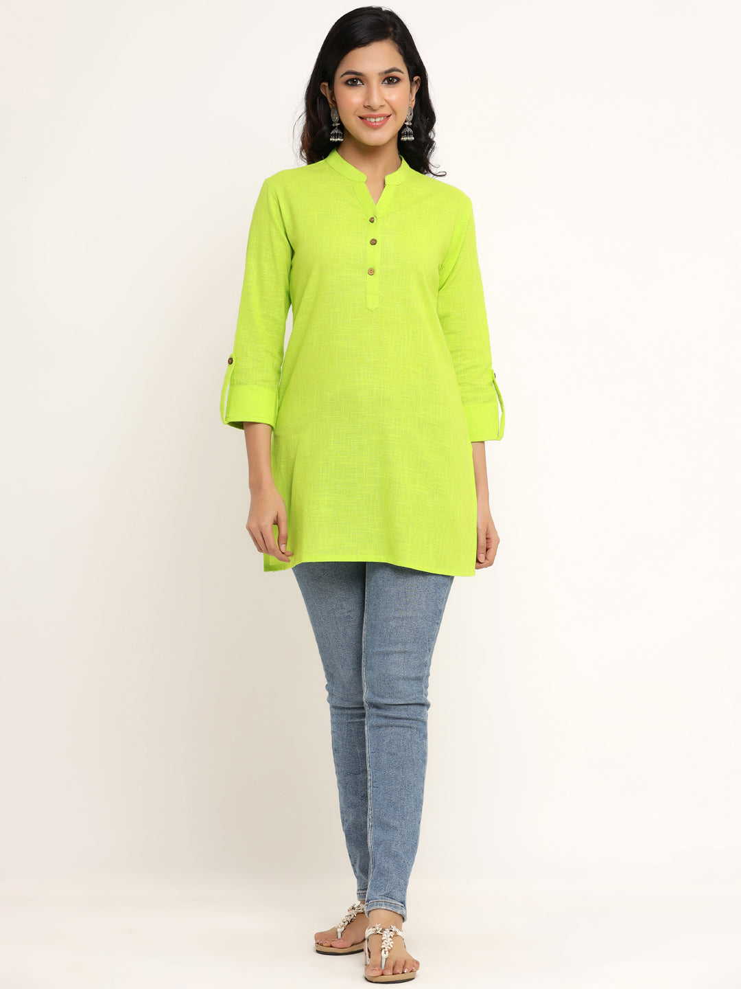 Lime Green Khadi Cotton Tunic