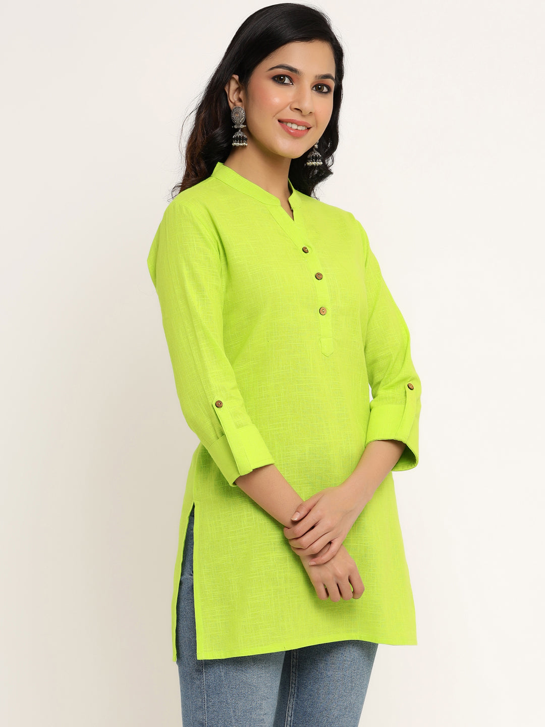 Lime Green Khadi Cotton Tunic