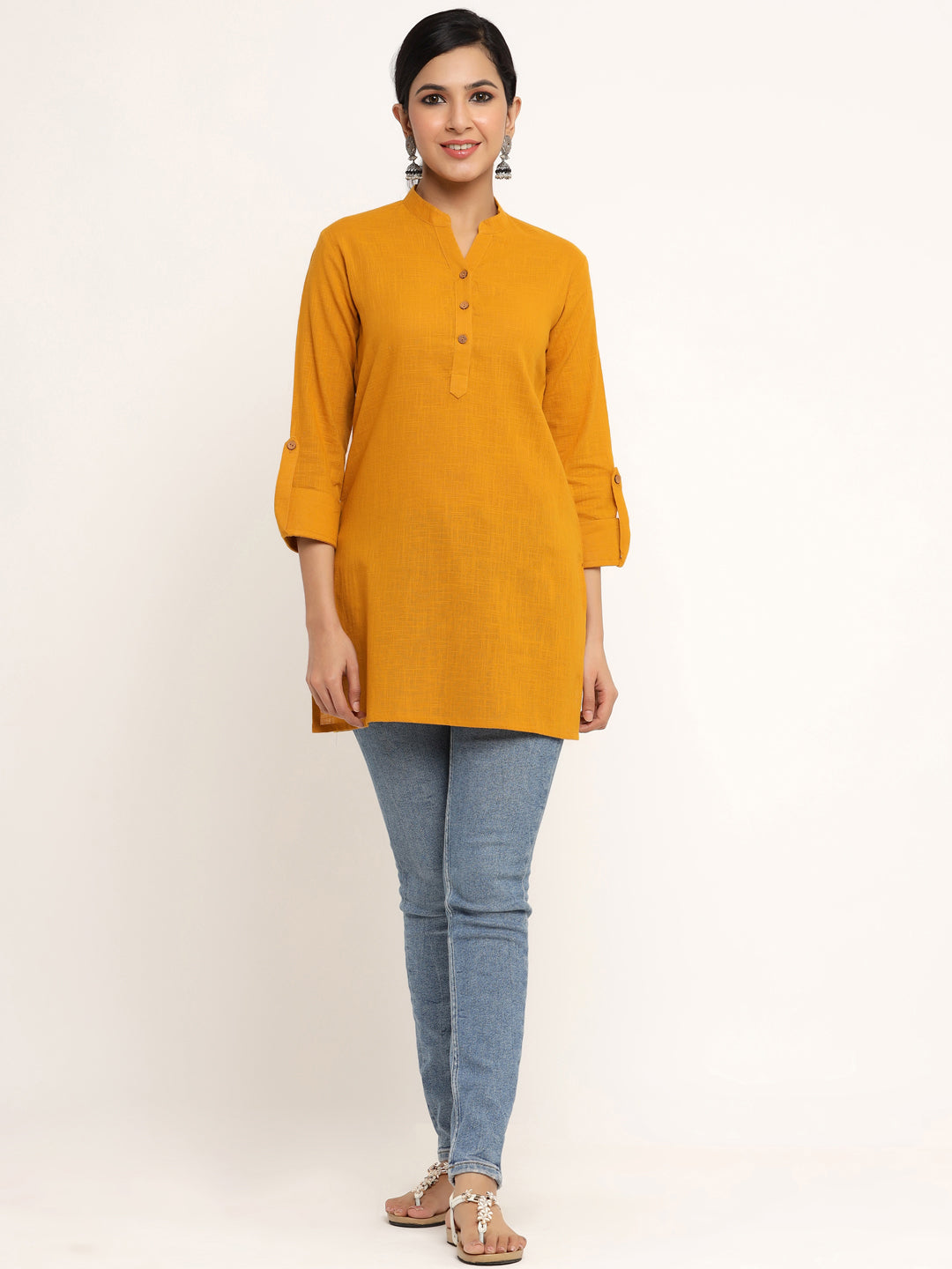 Mustard Khadi Cotton Tunic