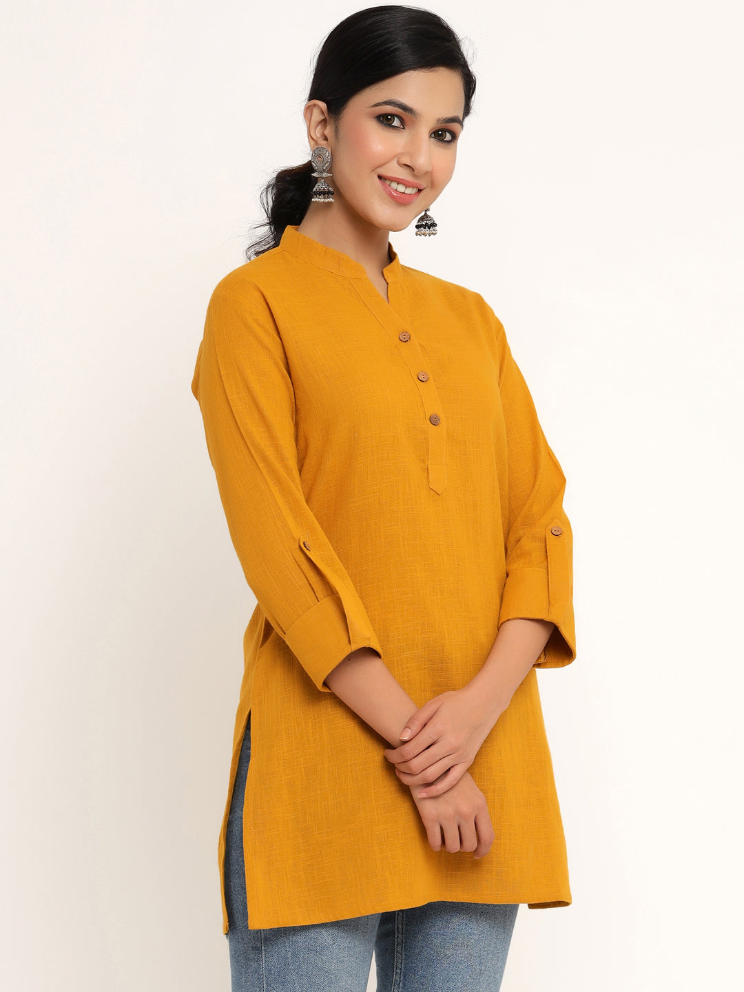 Mustard Khadi Cotton Tunic