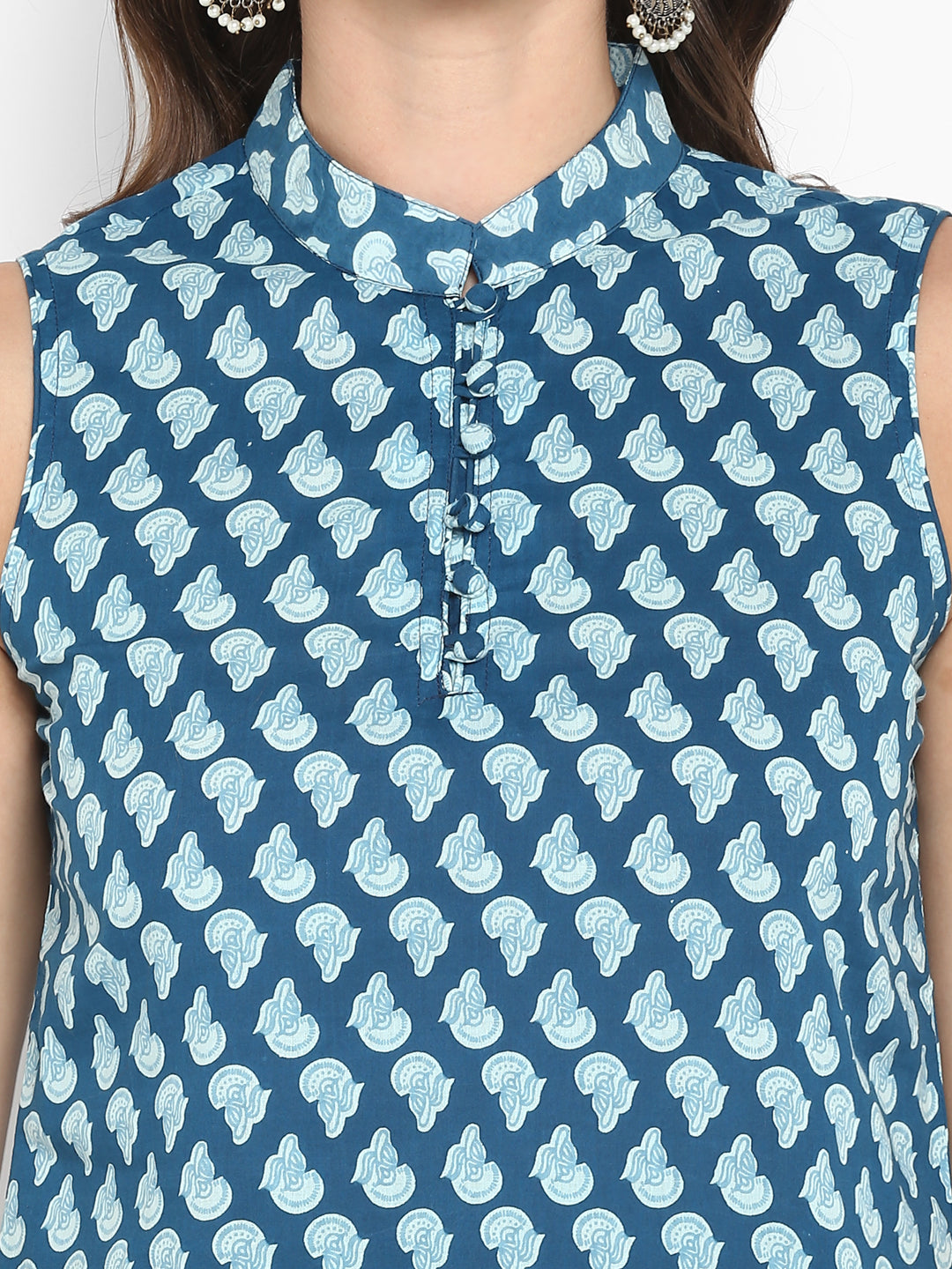 Blue Block Printed Cotton Tunic