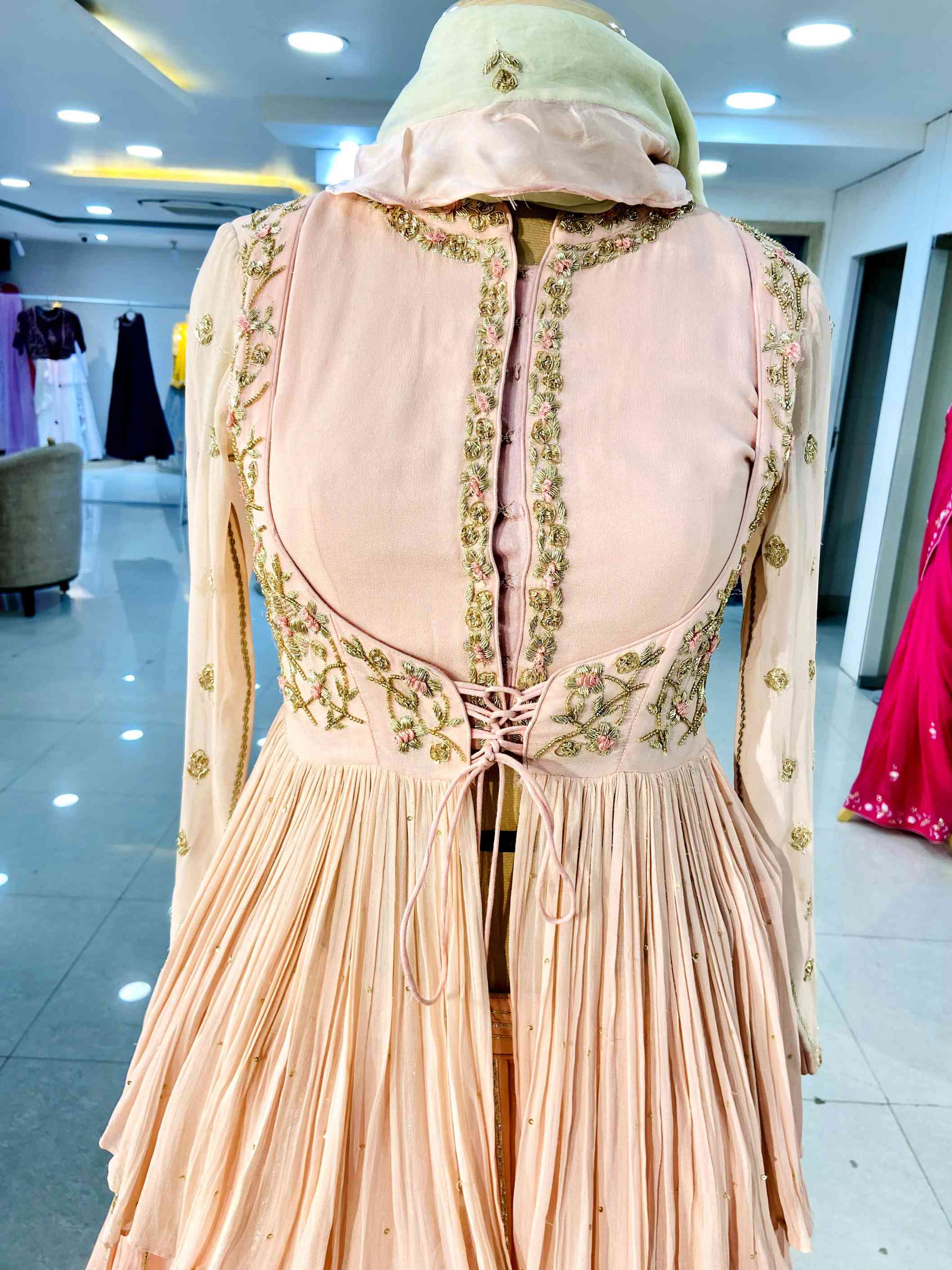 Light Pink Silk Lehenga Set - Daabu Jaipur