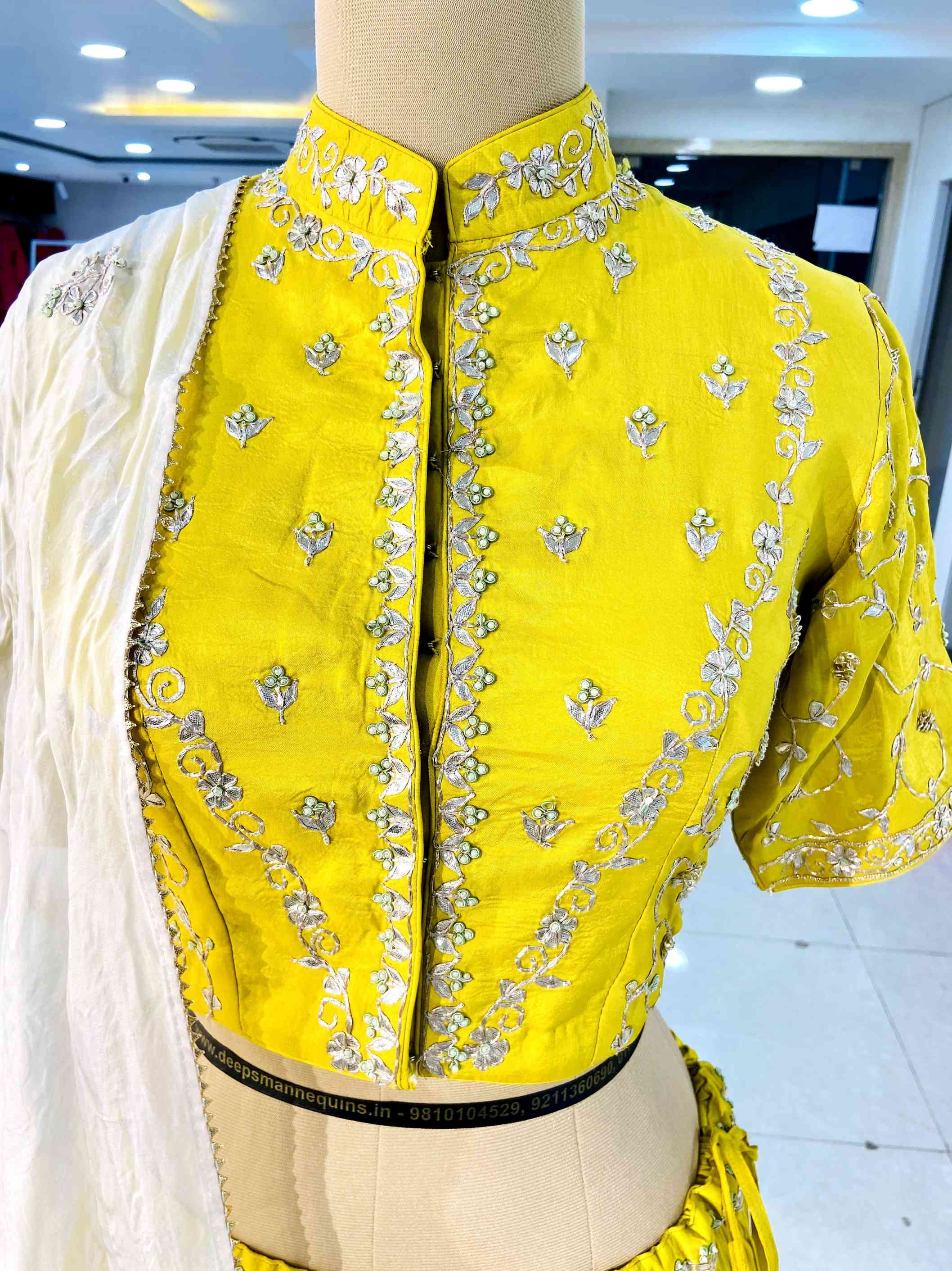 Yellow Pure Silk Lehenga Set - Daabu Jaipur