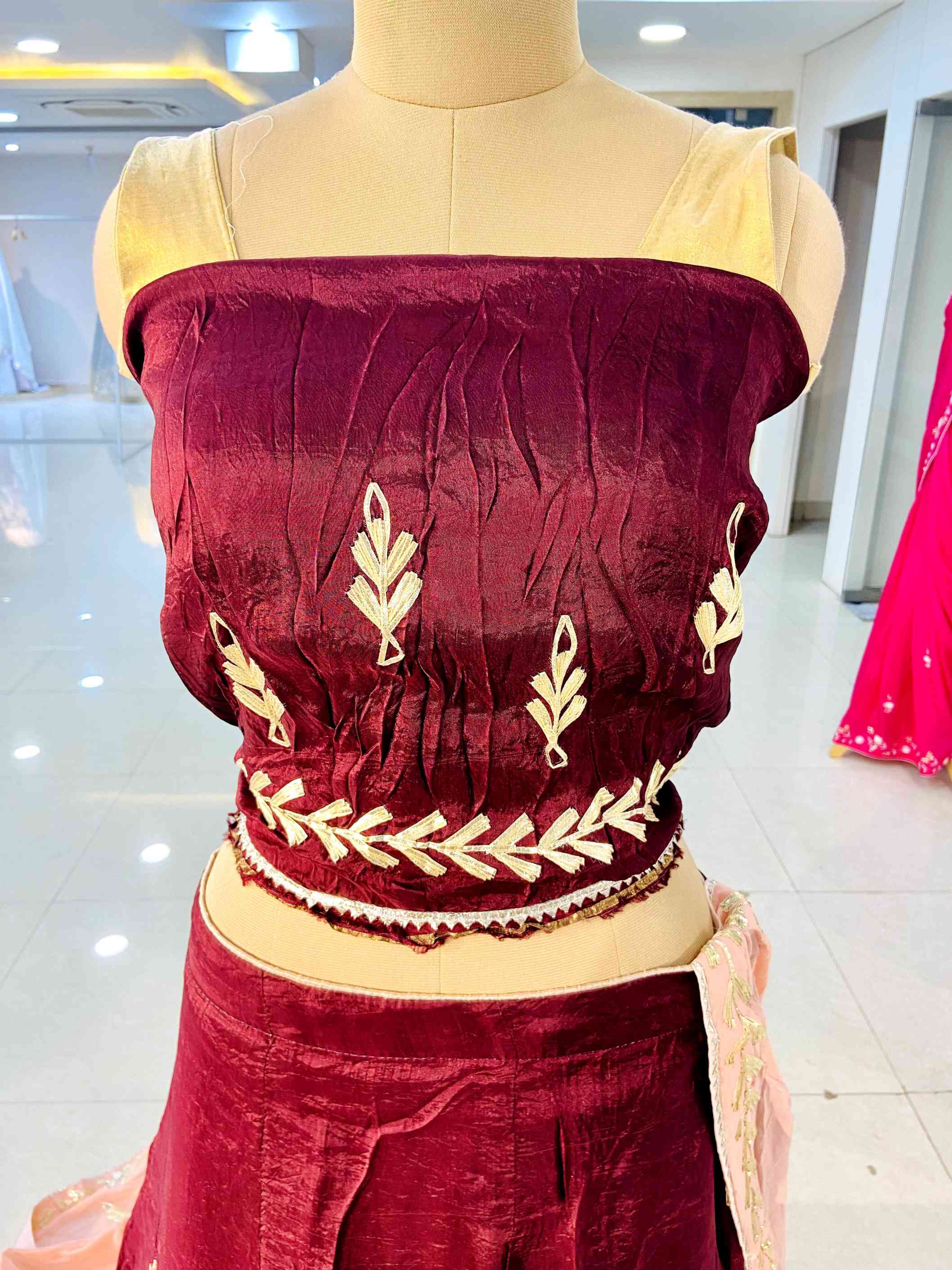 Burgundy Georgette Designer Lehenga - Daabu Jaipur