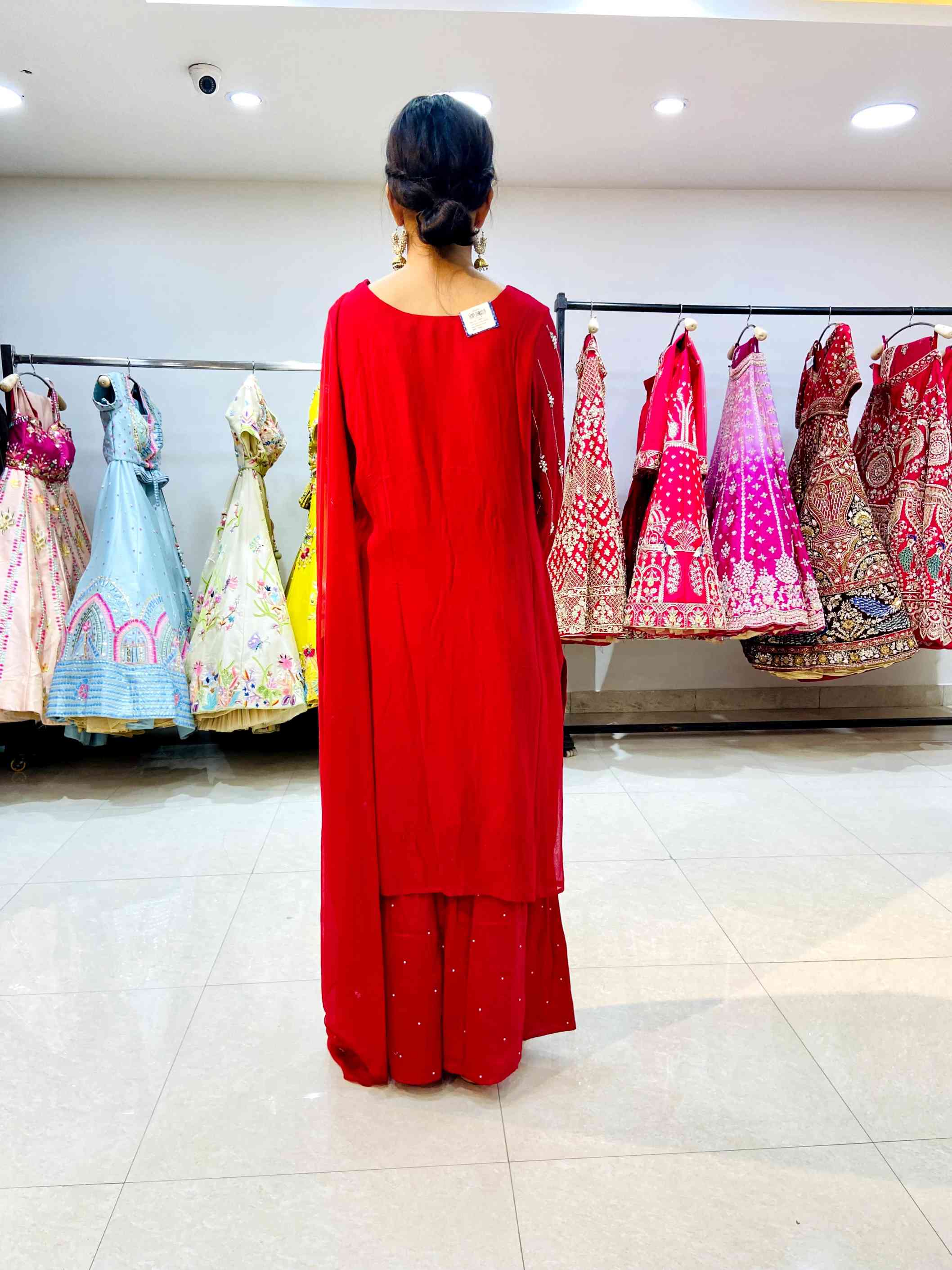 Red Georgette Designer Suit - Daabu Jaipur