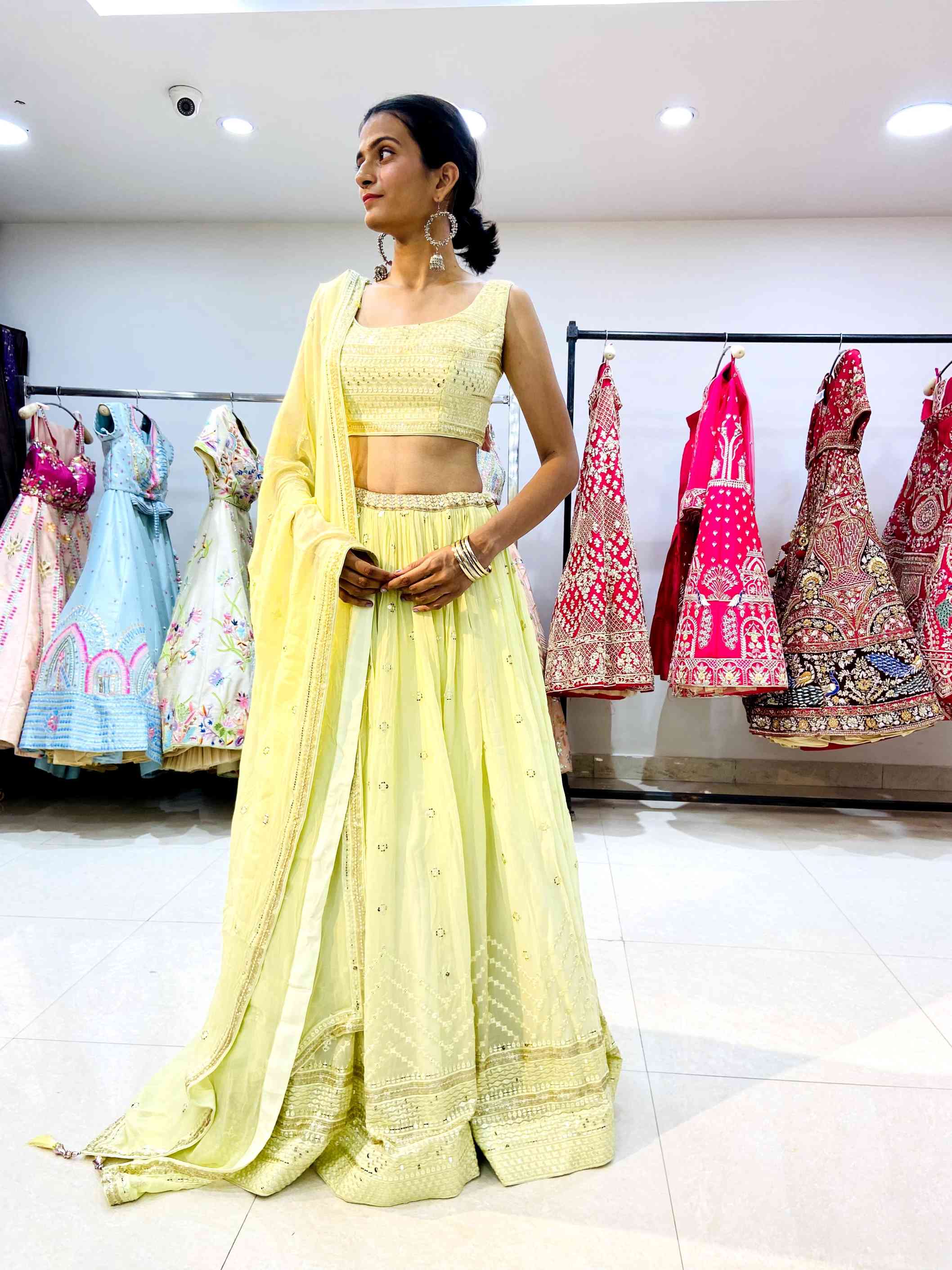 Green georgette Designer Lehenga - Daabu Jaipur