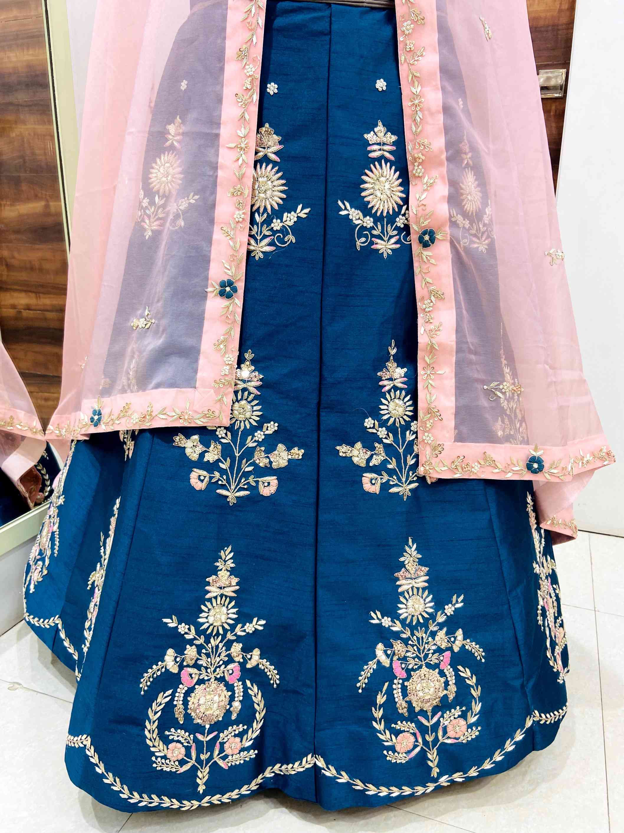 Royal Blue Raw Silk Lehenga