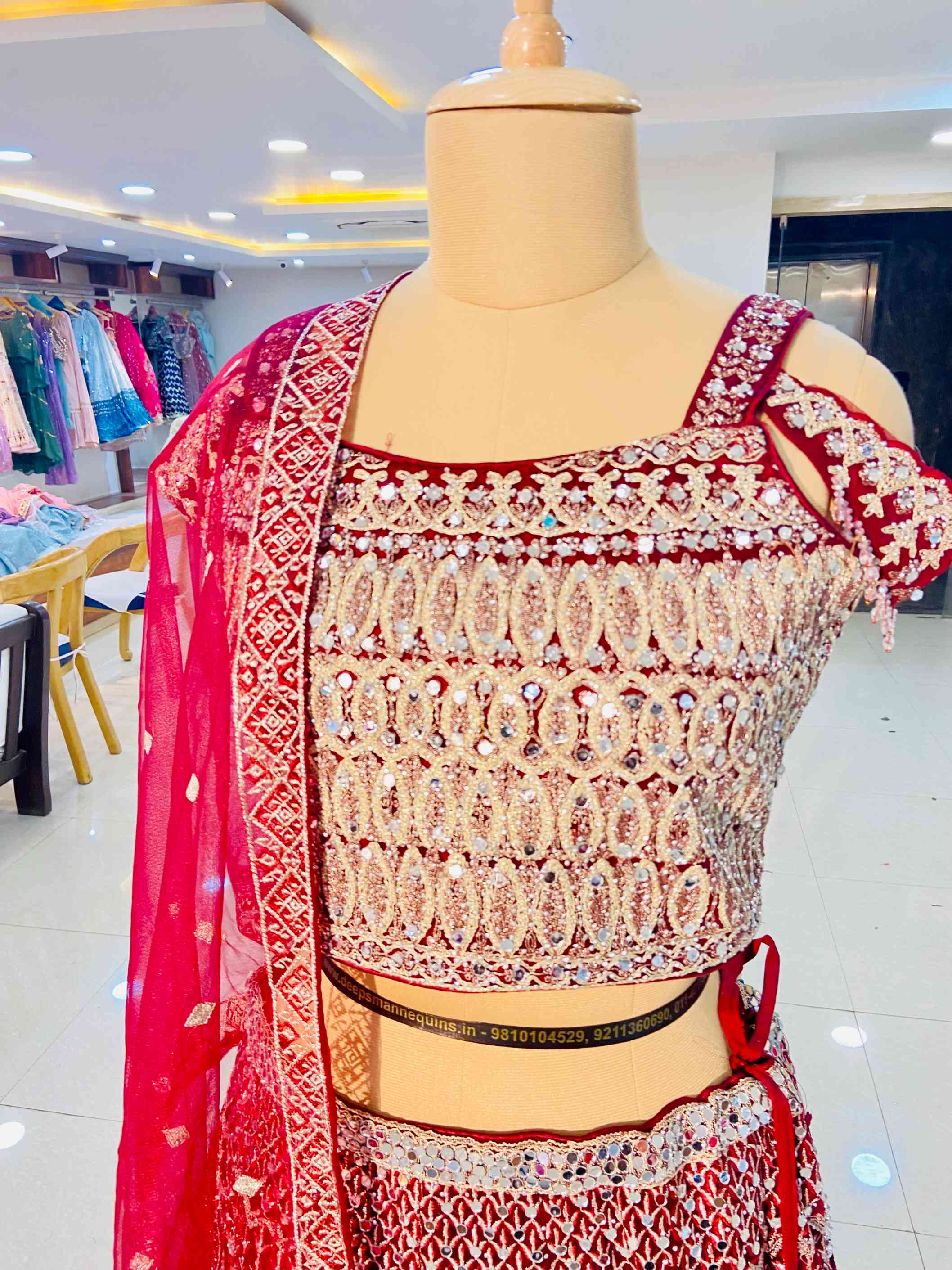 Maroon Net Designer Lehenga With Blouse And Dupatta - Daabu Jaipur