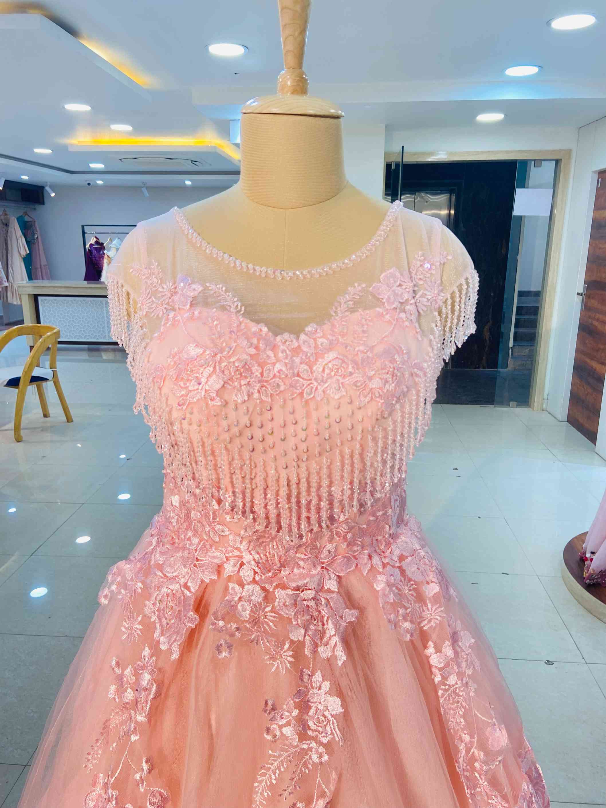 Baby Pink Sparkling Ball Gown - Daabu Jaipur