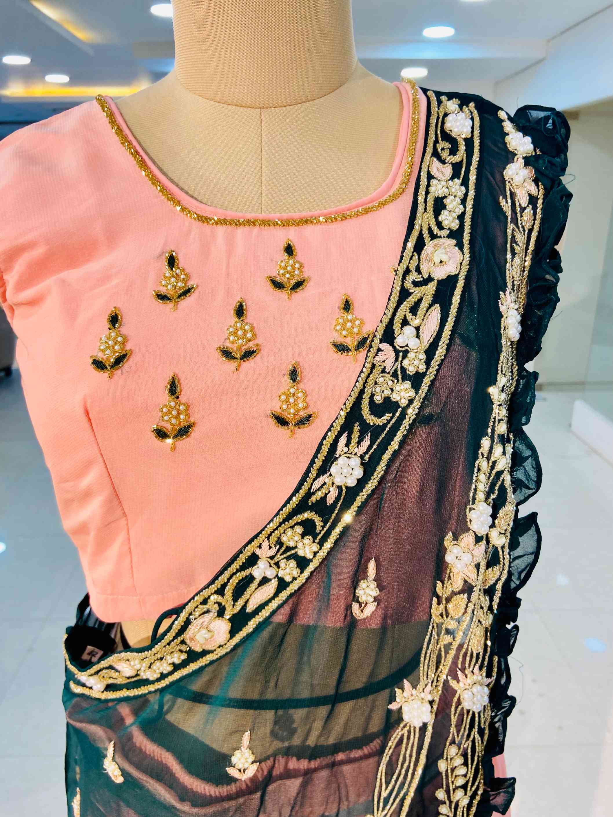 Baby Pink Georgette Sharara Set - Daabu Jaipur