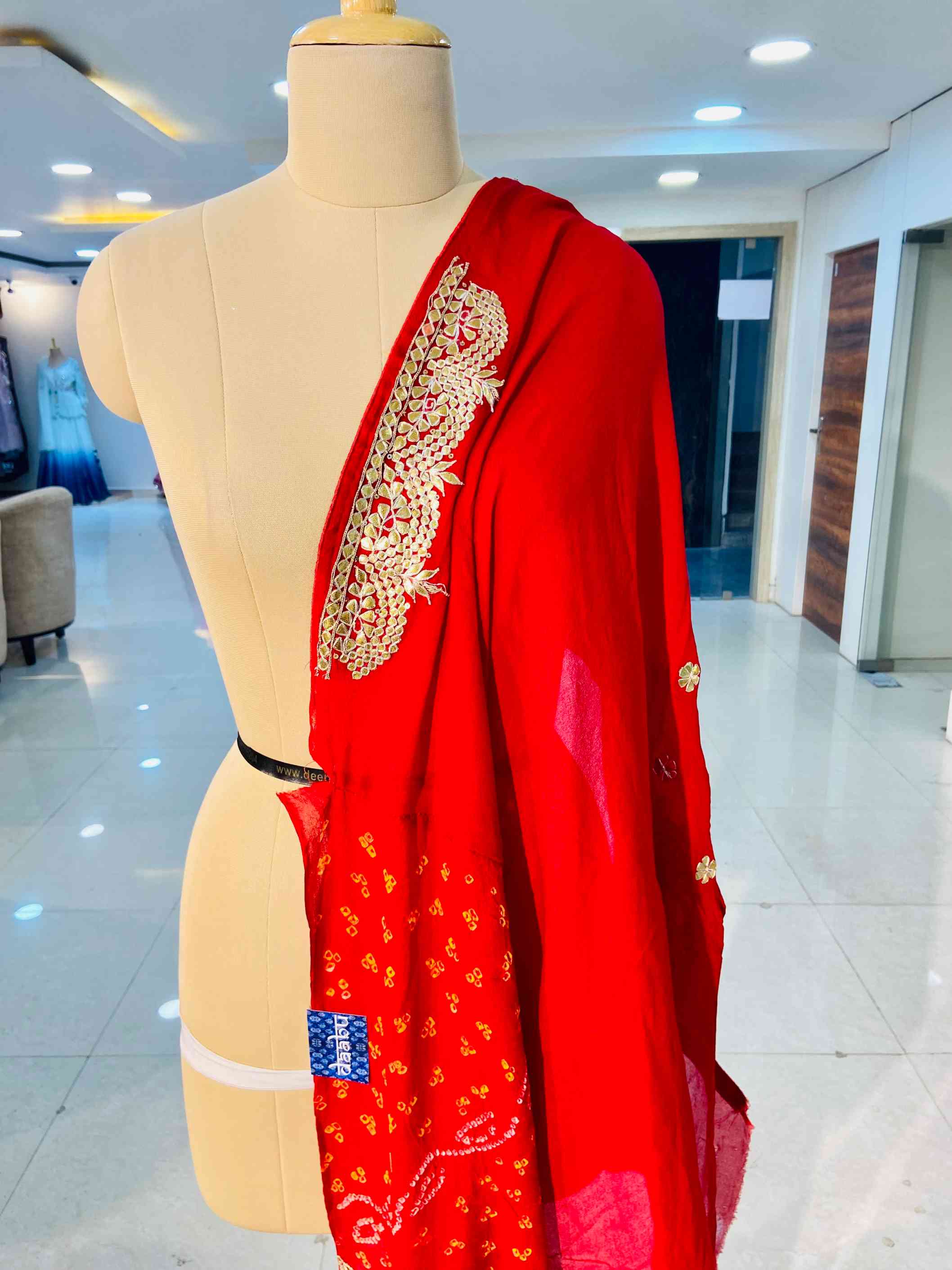 Pure Crepe Bandhej Saree - Daabu Jaipur