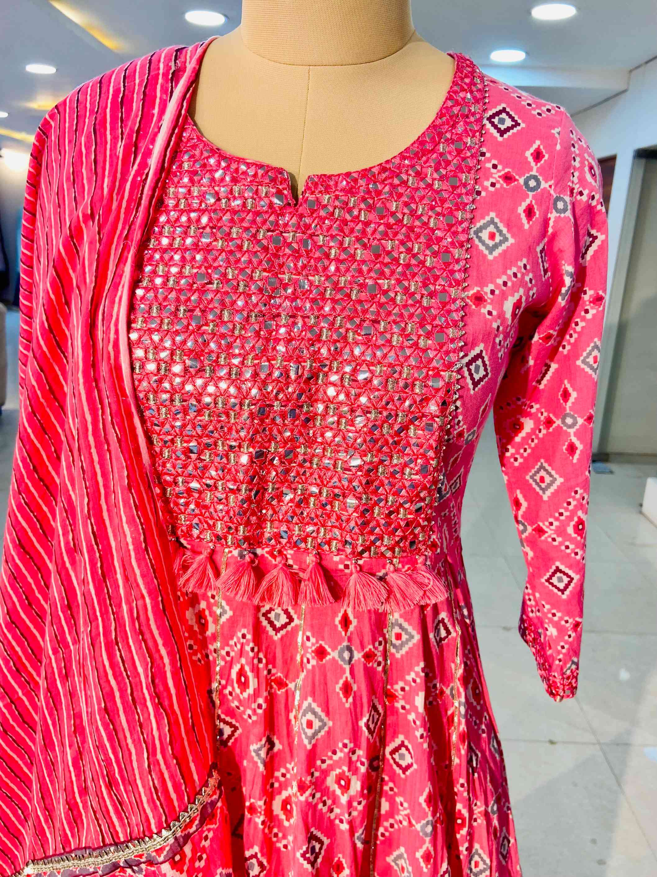 Pink Cotton Sharara Set - Daabu Jaipur