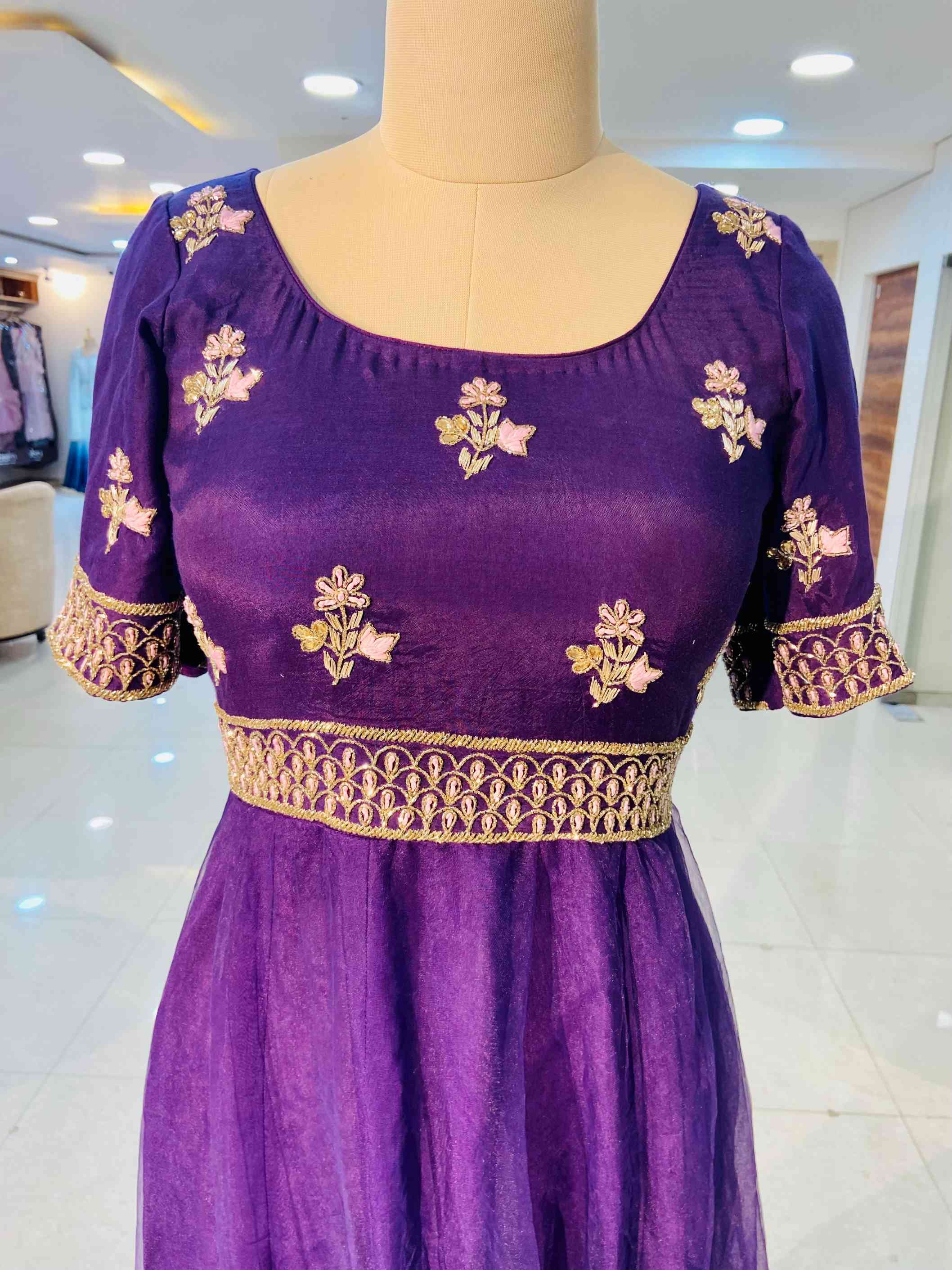 Purple Net Gown - Daabu Jaipur