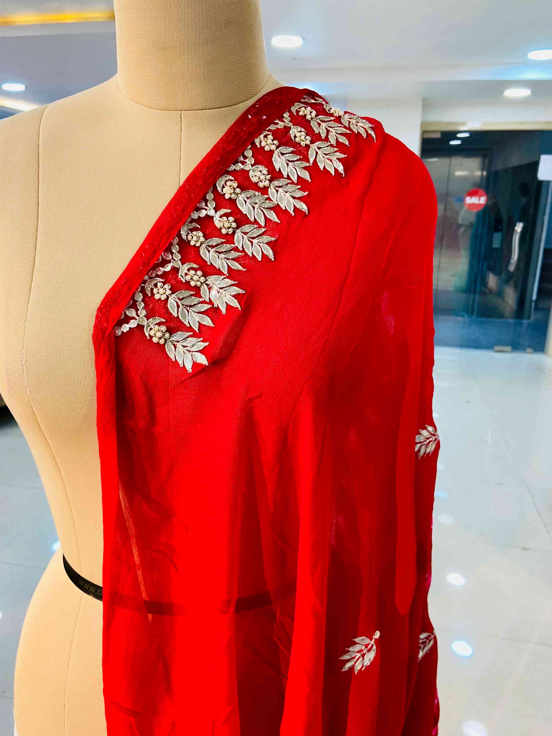 Pure Georgette Leheriya Bandhej Saree - Daabu Jaipur