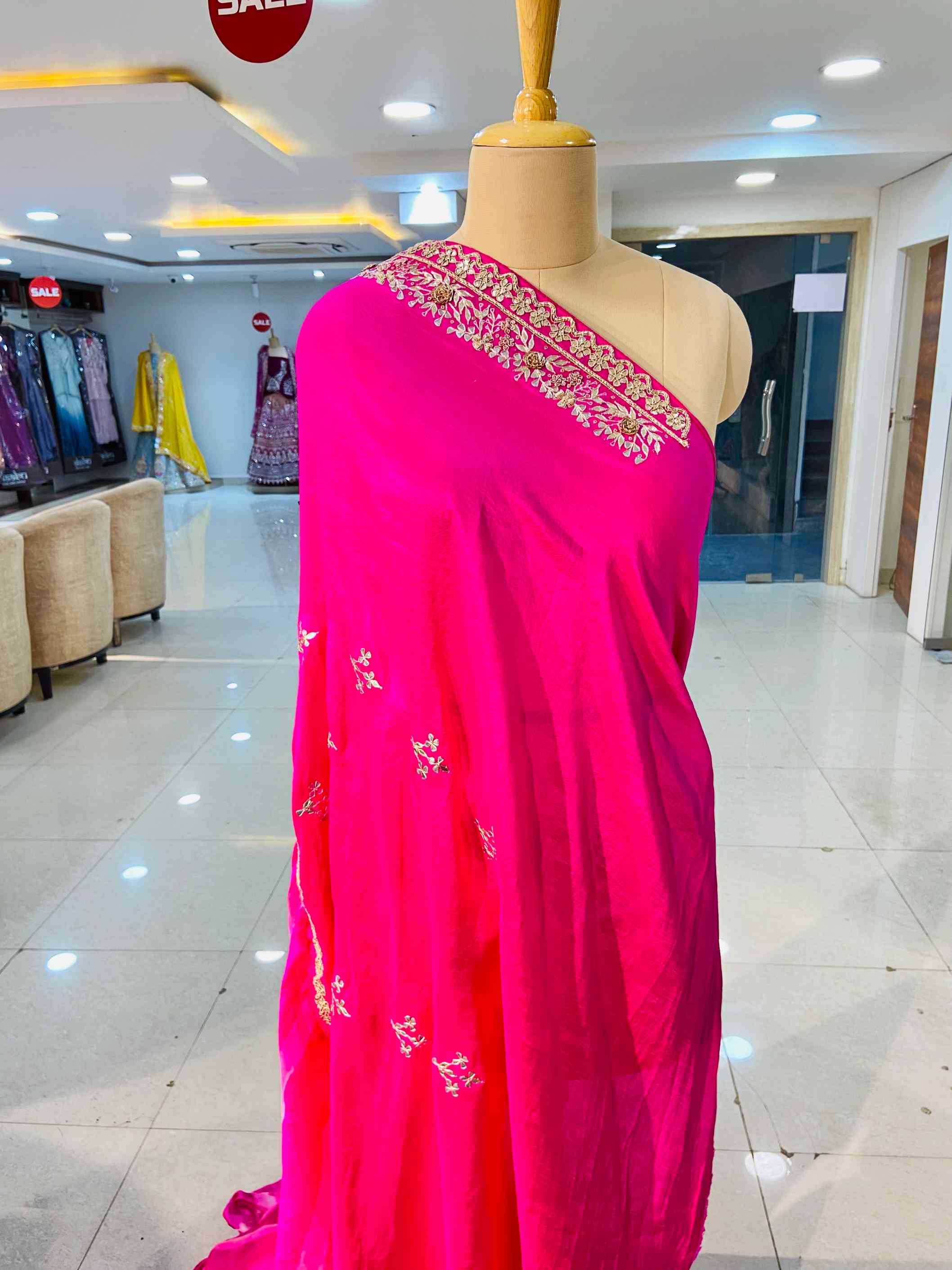 Pink Pure Silk Leheriya Saree - Daabu Jaipur