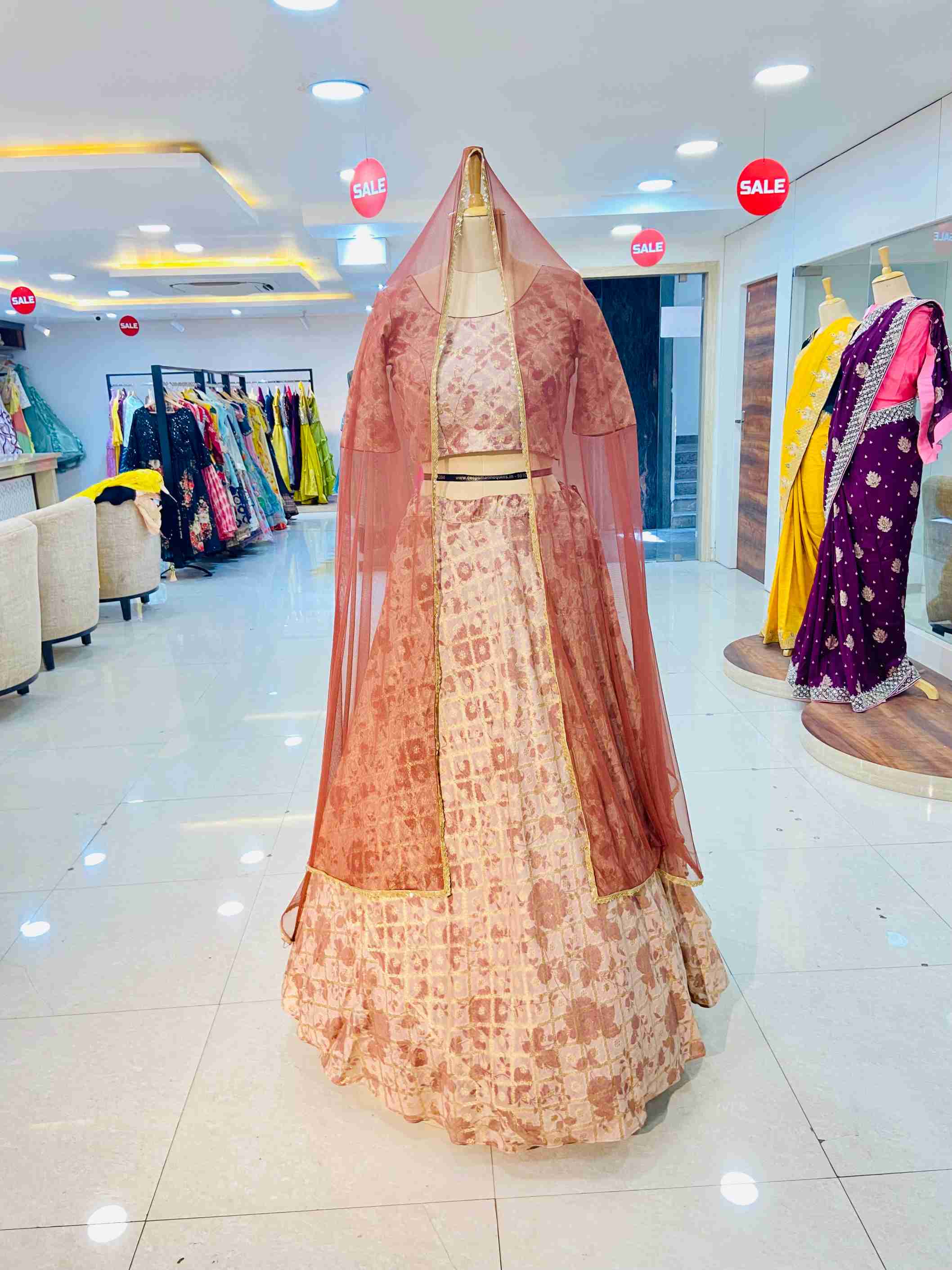 Banarasee Zari Brown Designer Lehenga - Daabu Jaipur