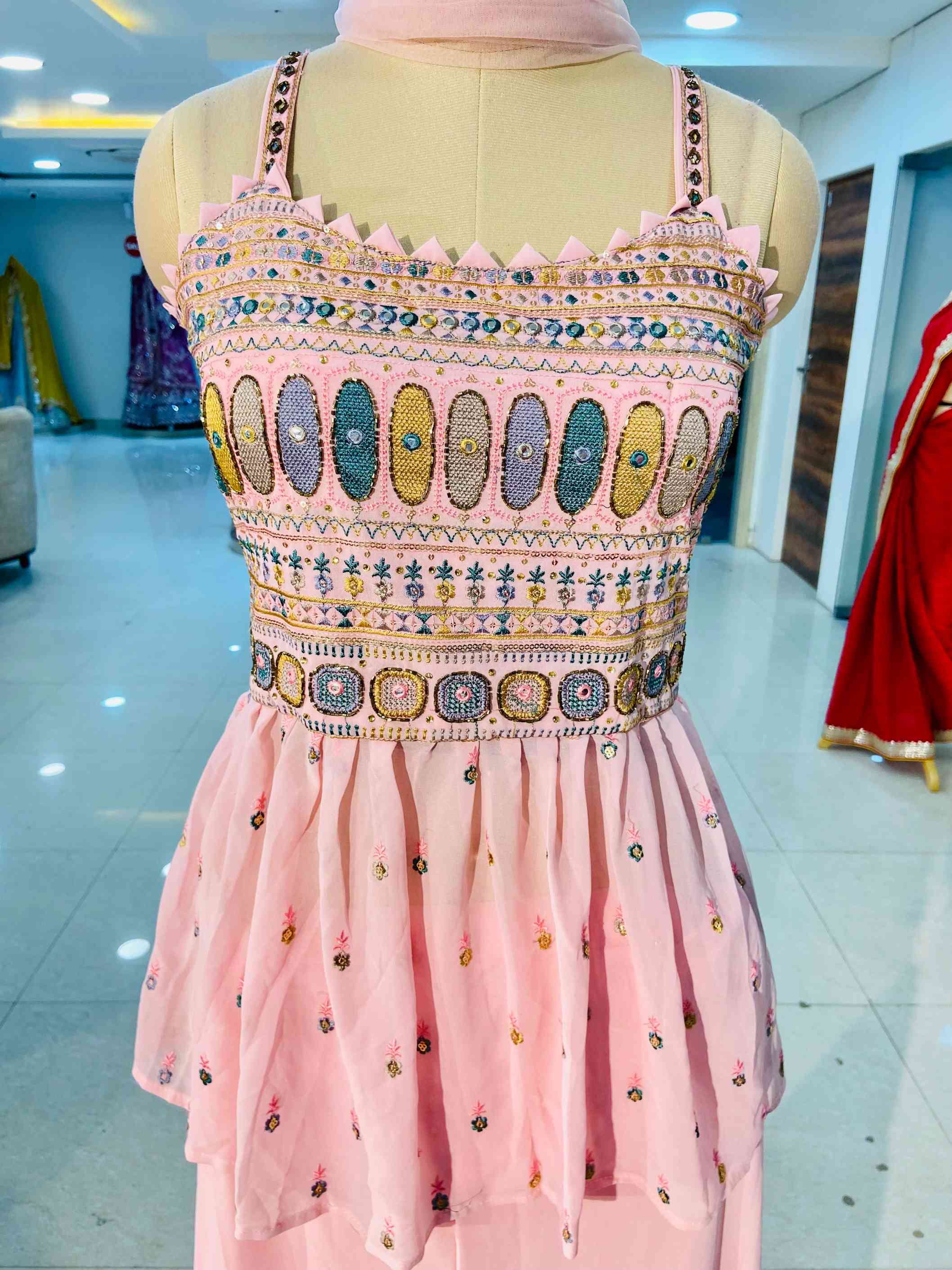 Pink Georgette Sharara Set - Daabu Jaipur