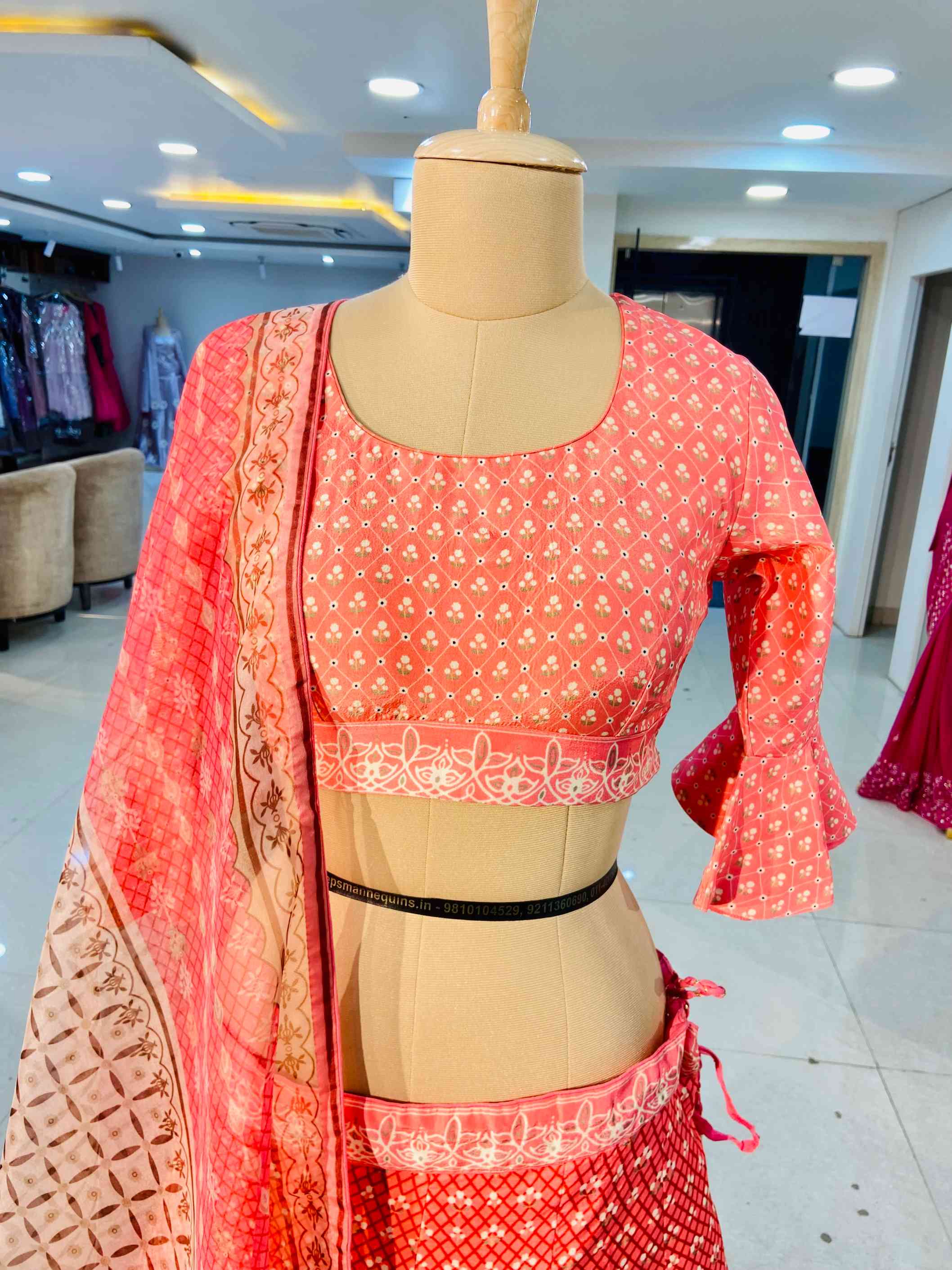 Pink Digital Print Cotton Silk Lehenga Set - Daabu Jaipur