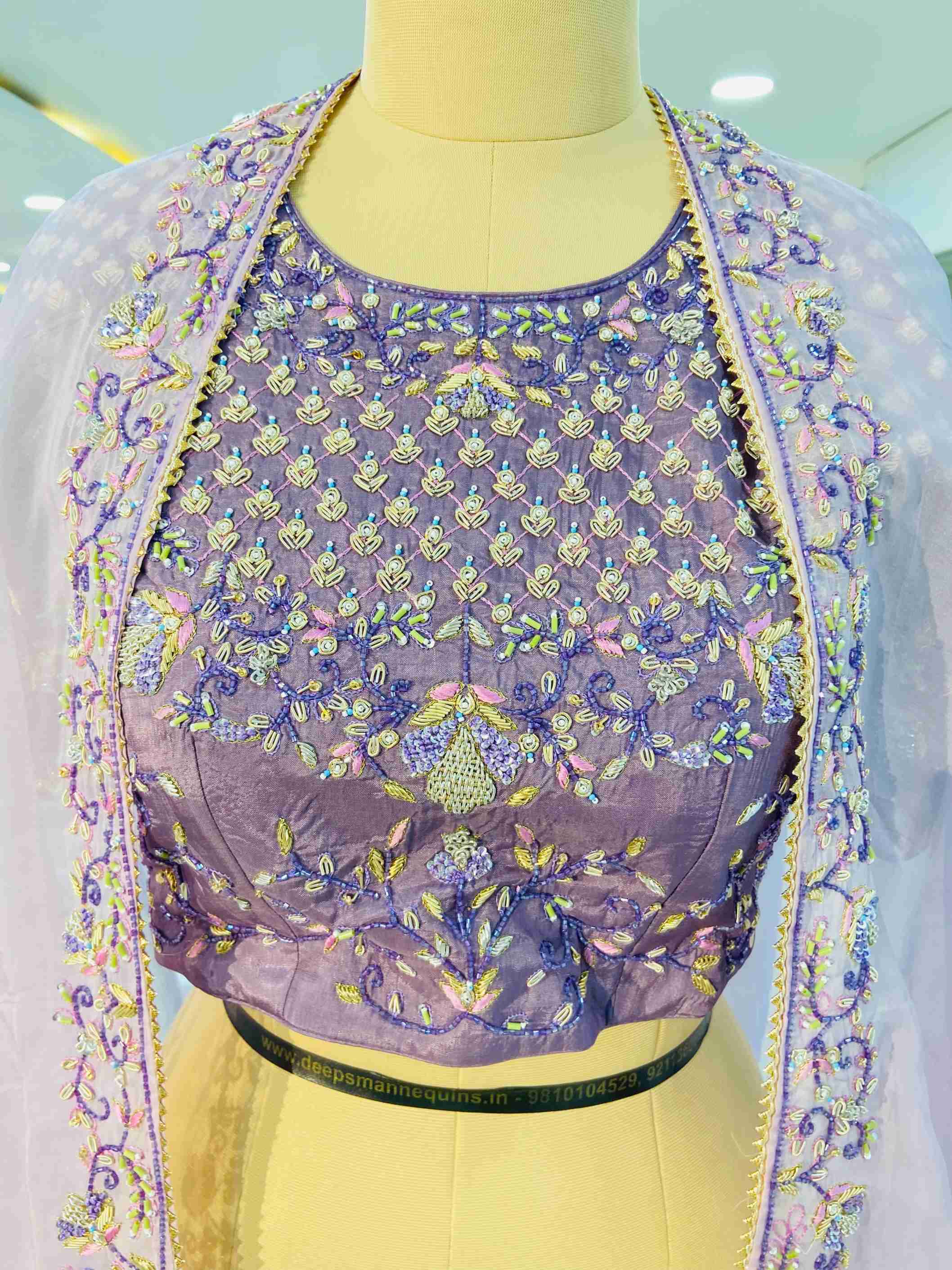 Purple Taffeta Silk Zardozi Work Lehenga - Daabu Jaipur