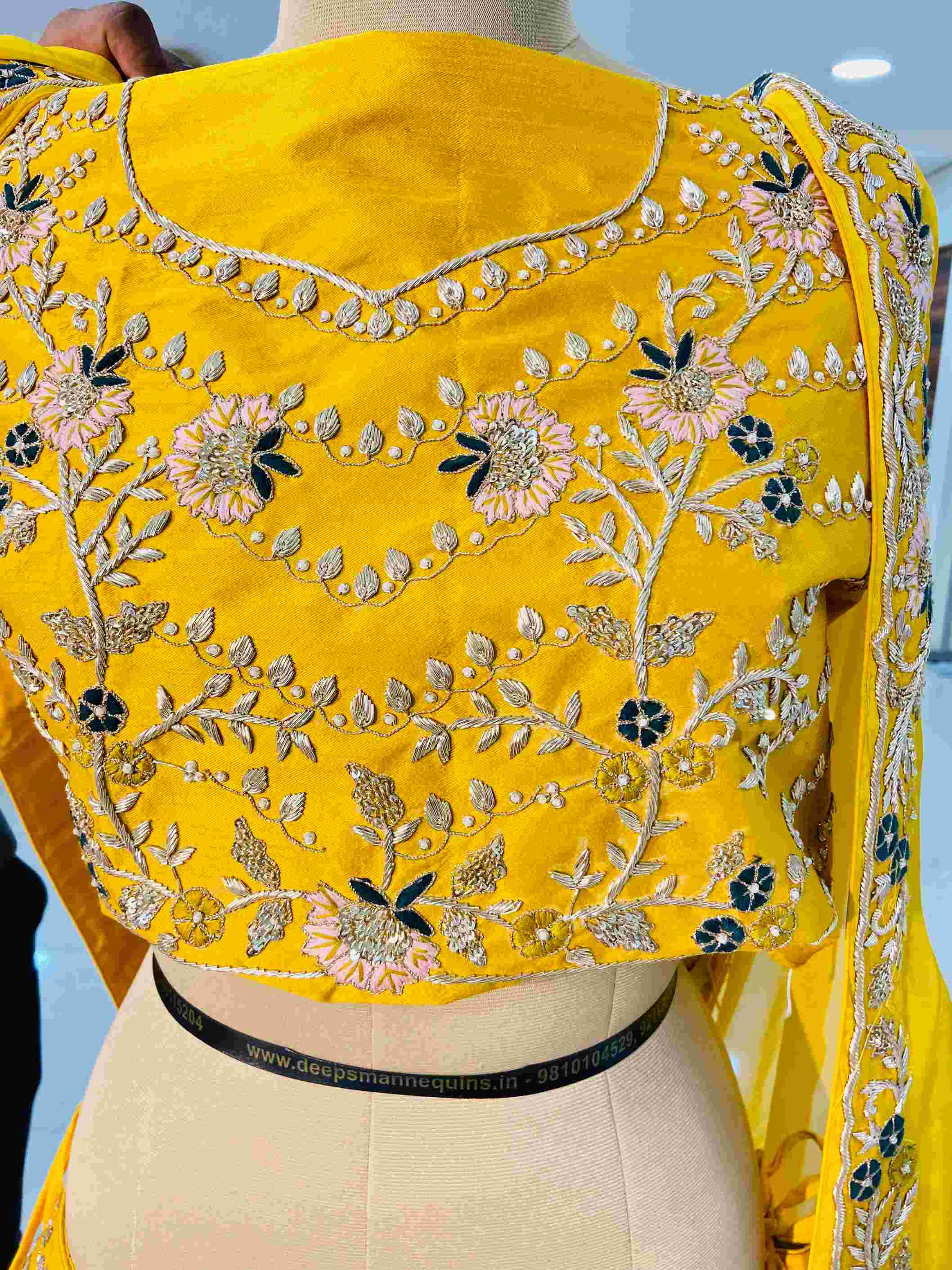 Mustard Raw Silk Zardozi Work Lehenga - Daabu Jaipur