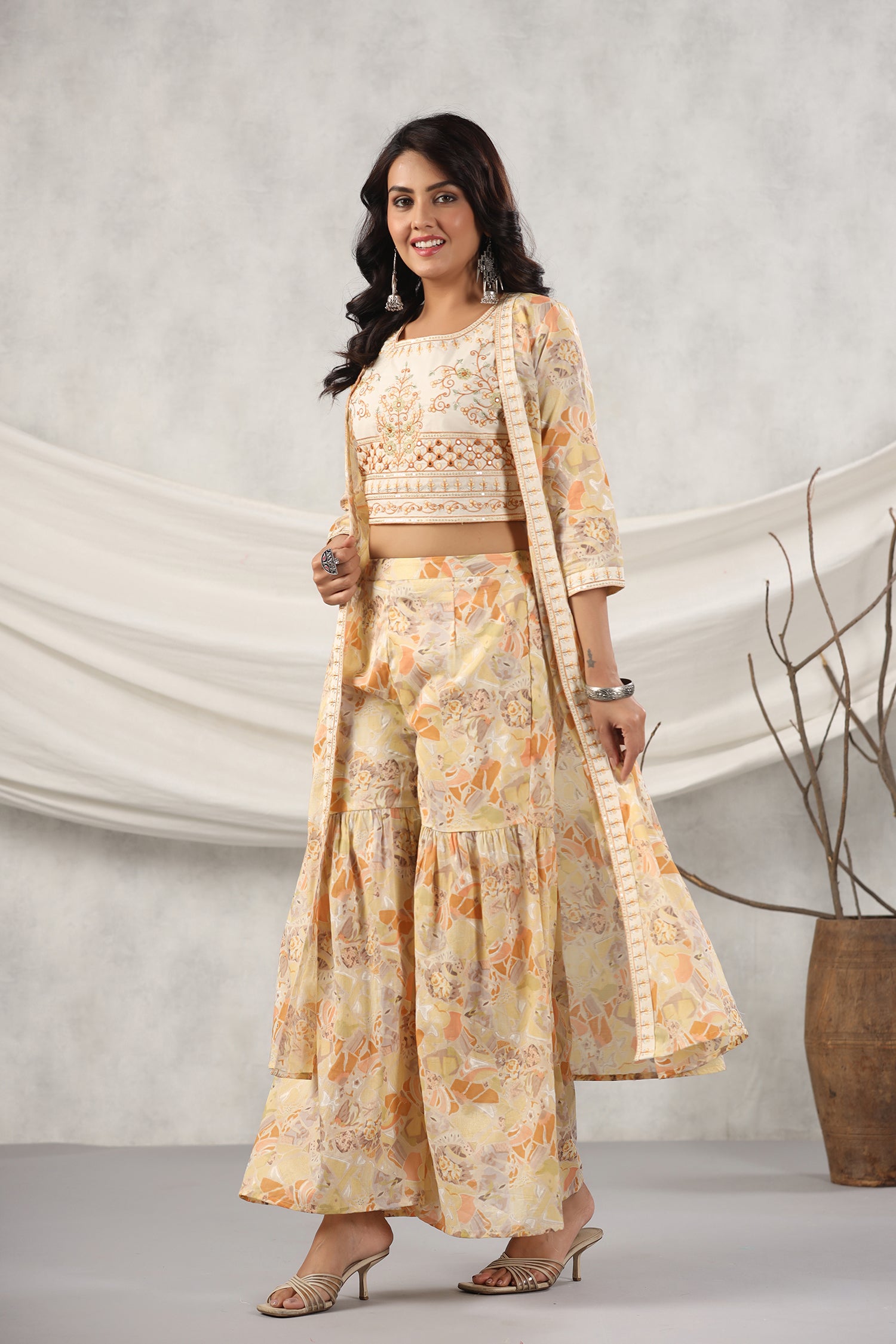 Pastel Yellow Cotton Sharara Set