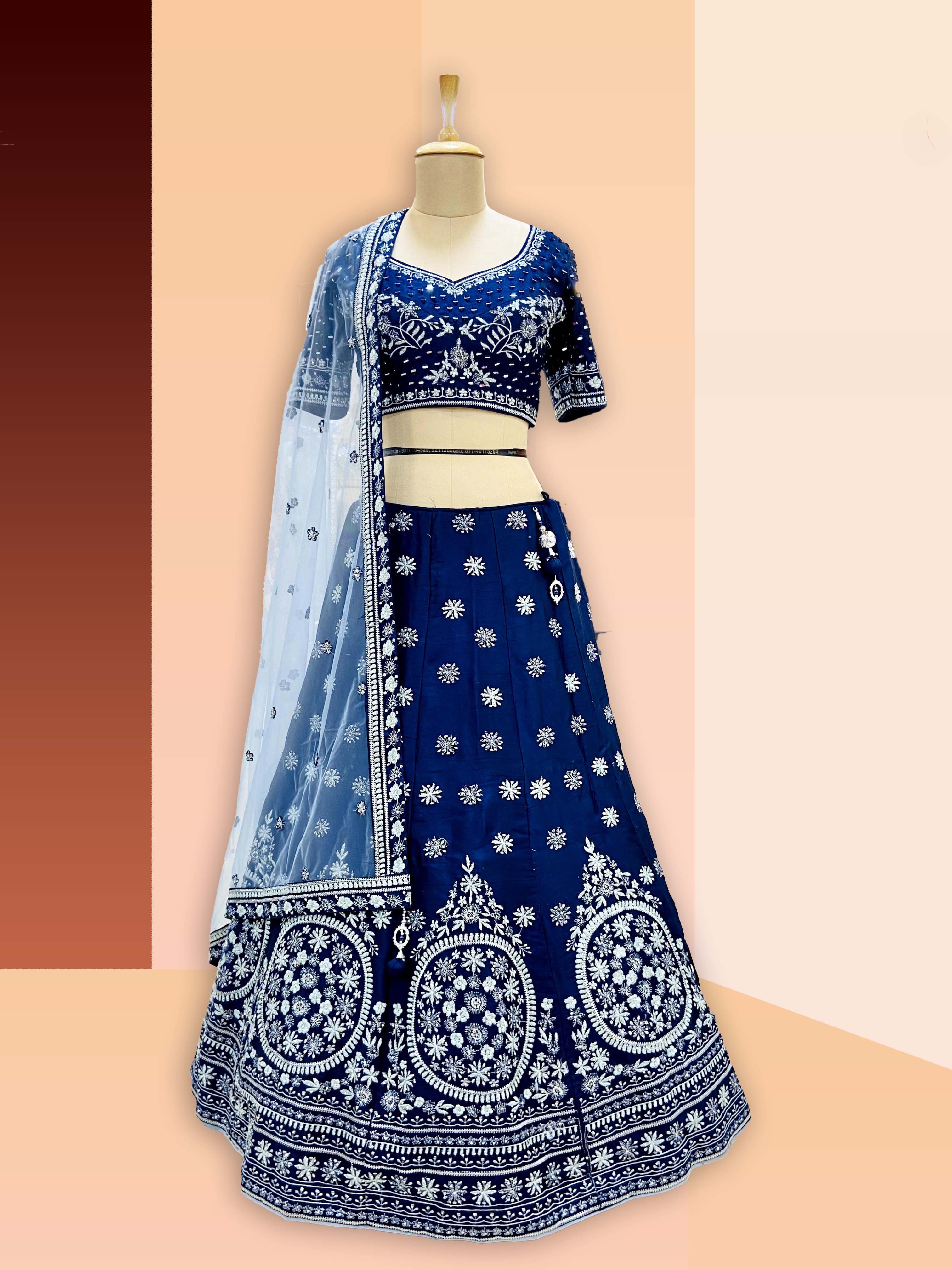 Blue Silk Lehenga Set